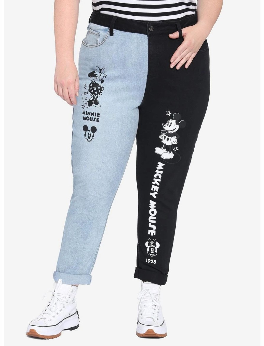 * Bottoms | Hunivers Disney Vintage Mickey Mouse & Minnie Mouse Split Mom Jeans Plus Size