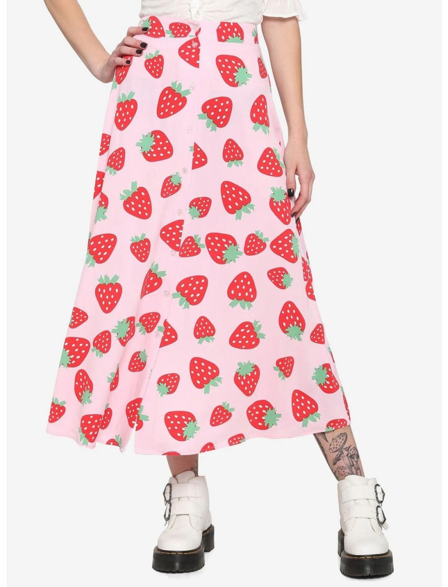 * Bottoms | Hunivers Pink Strawberry Maxi Skirt