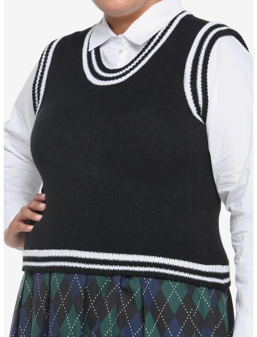 * Outerwear | Hunivers Black & White Twofer Sweater Vest & Long-Sleeve Button-Up Plus Size