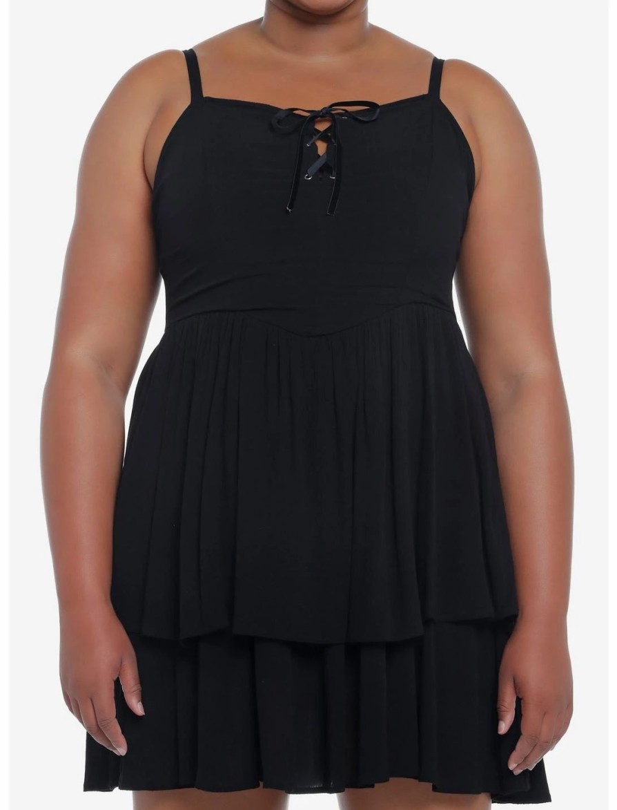 * Dresses | Null Black Strappy Tiered Dress Plus Size