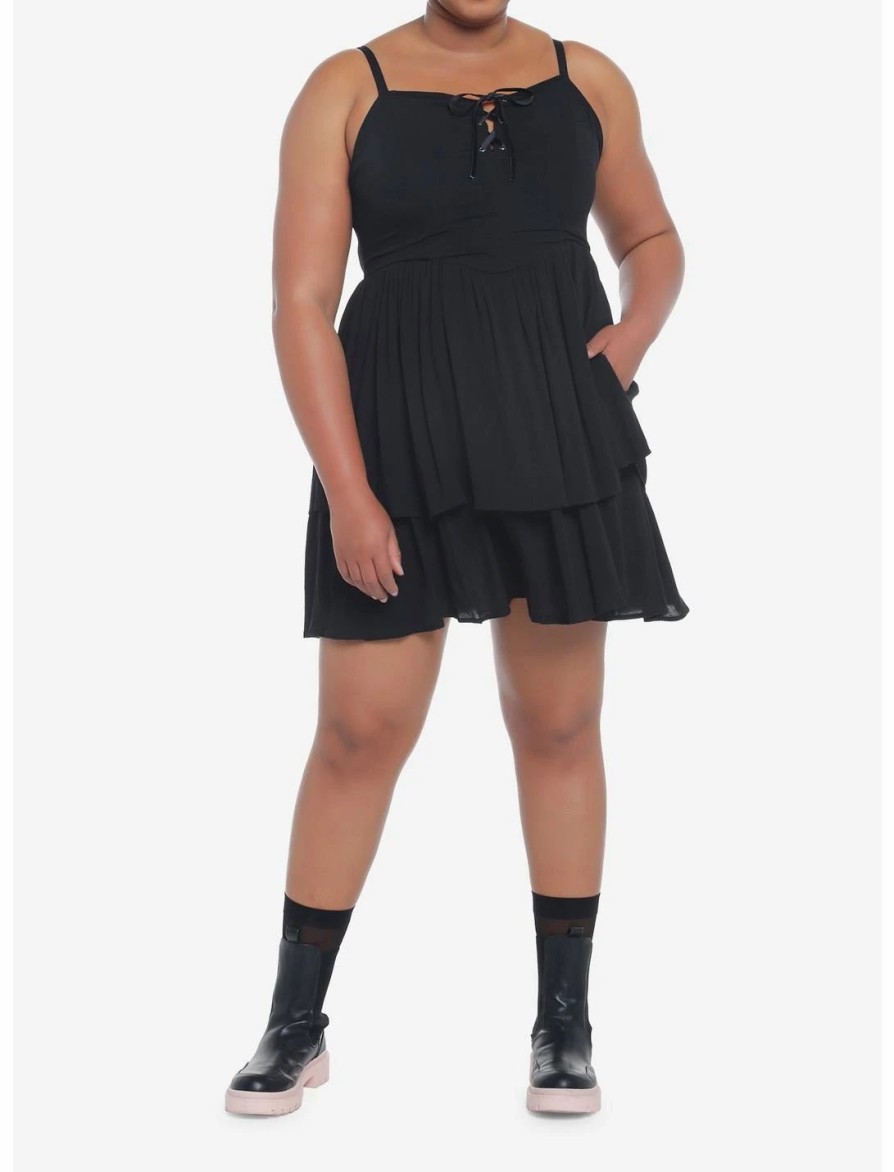 * Dresses | Null Black Strappy Tiered Dress Plus Size