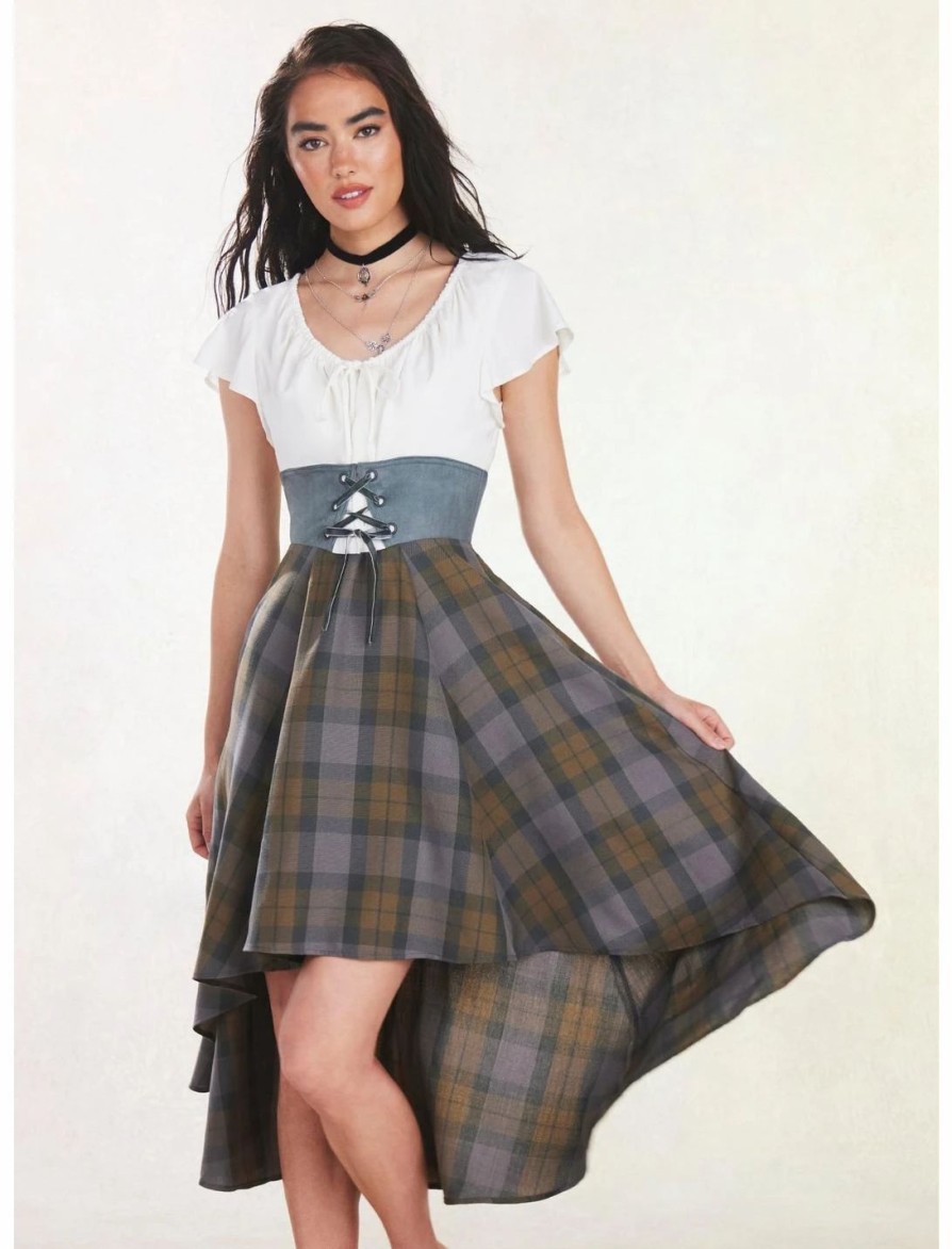 * Dresses | Hunivers Her Universe Outlander Tartan Lace-Up Hi-Low Dress