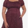 * Dresses | Null Burgundy Floral Lace Midi Dress Plus Size