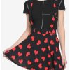 * Bottoms | Hunivers Red Hearts Black Suspender Skirt