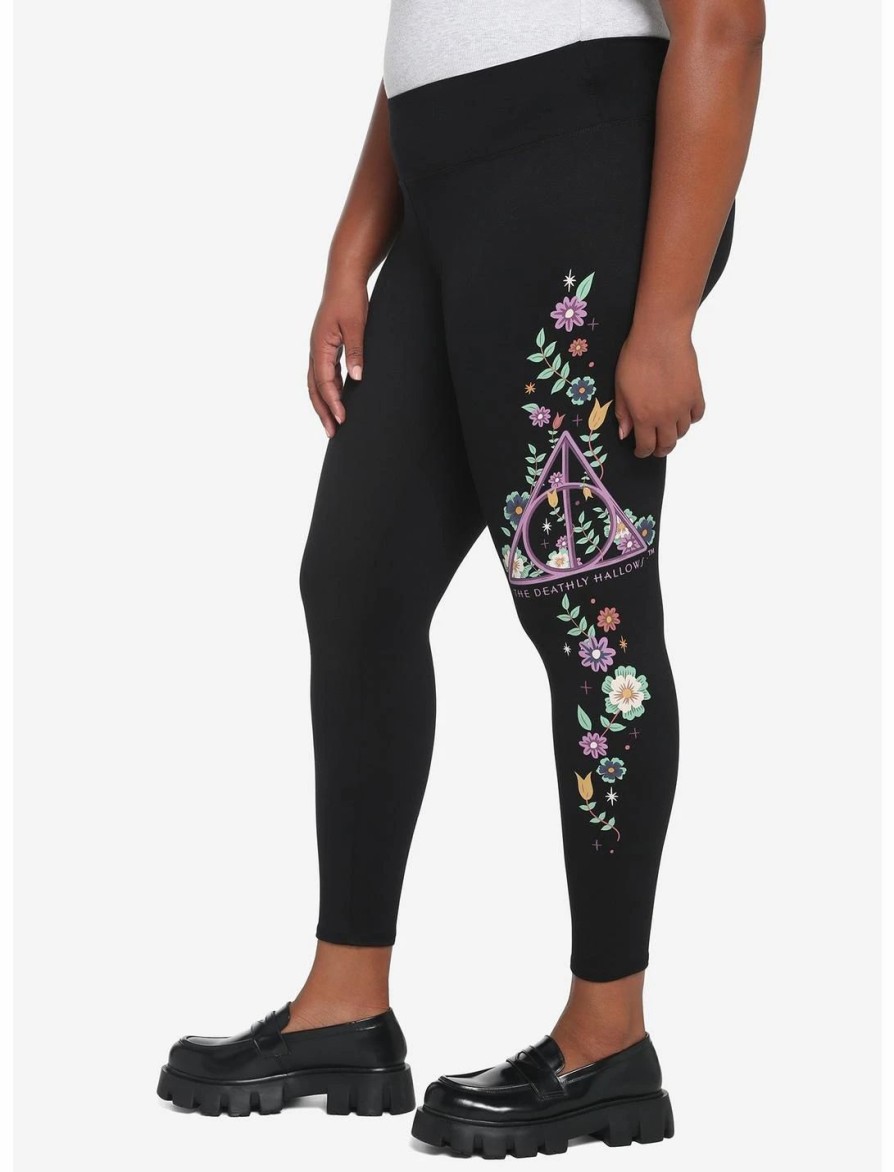 * Bottoms | Hunivers Harry Potter Deathly Hallows Floral Leggings Plus Size