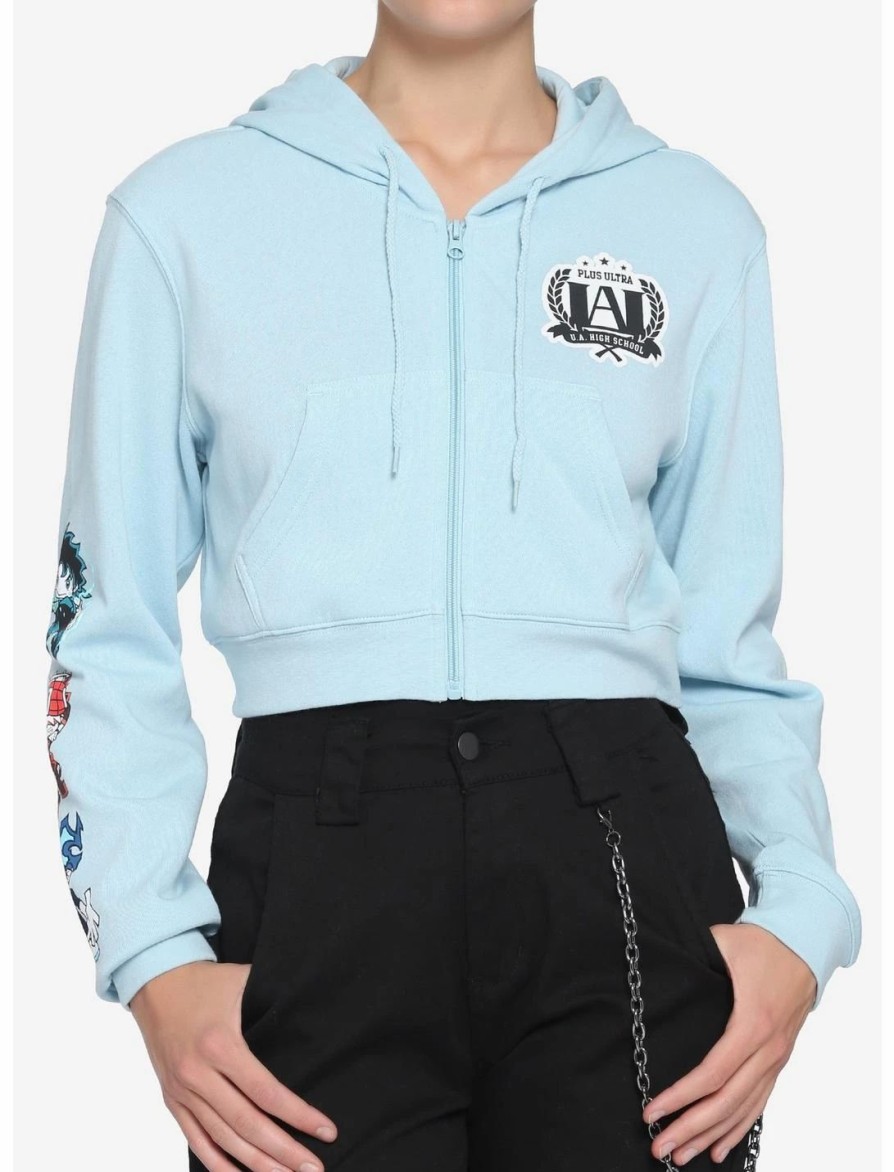 * Hoodies And Sweatshirts | Bioworld My Hero Academia Light Blue U.A. High Crop Hoodie