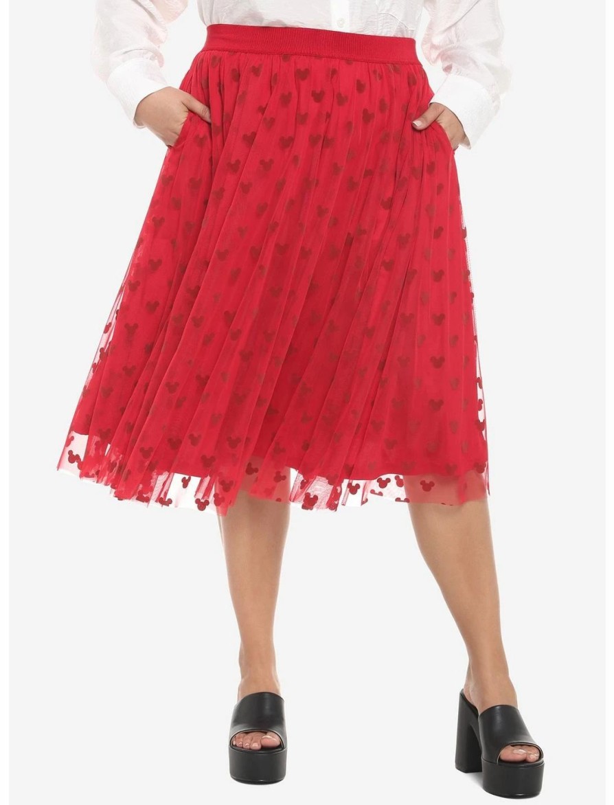 * Bottoms | Hunivers Her Universe Disney Mickey Mouse Red Mesh Midi Skirt Plus Size