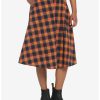 * Bottoms | Hunivers Orange & Black Plaid Retro Midi Skirt